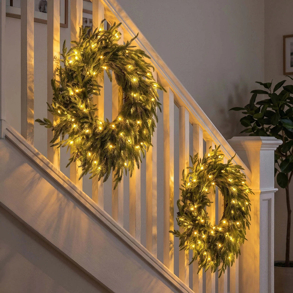 Artificial Christmas Wreath – Realistic Faux Pine & Mixed Needle Greenery, UV Resistant, Waterproof, Windproof