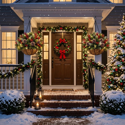 🎄 Last Day 50% OFF🏆Pre-Lit Christmas Hanging Basket |🎄 Pre-lit, weather-resistant, and zero maintenance