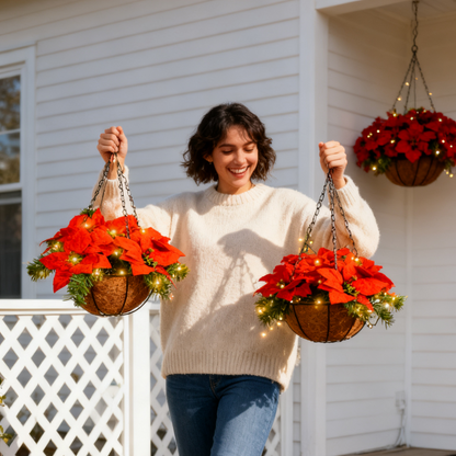 🔥HOT SALE✨ Artificial Christmas Flowers Hanging Poinsettias