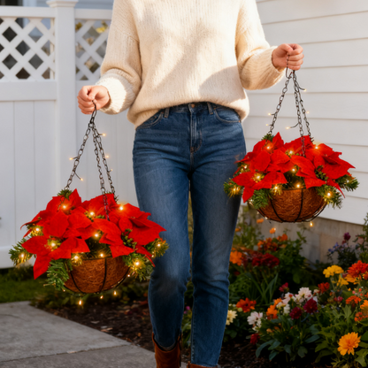 🔥HOT SALE✨ Artificial Christmas Flowers Hanging Poinsettias