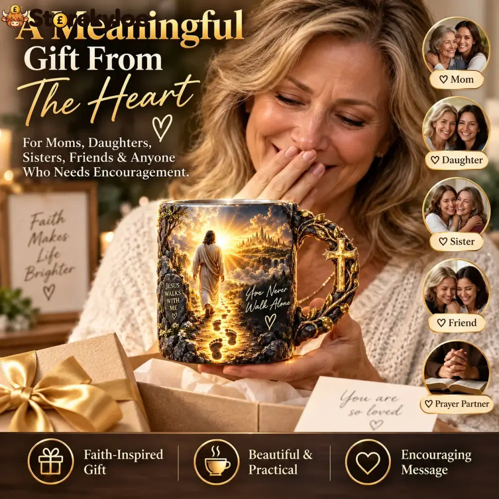 ✝️🔥Last Day 49% OFF🔥✝️ Jesus Walks With Me™ – Heat-Reveal Faith Mug | You Are Never Alone