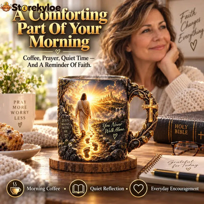 ✝️🔥Last Day 49% OFF🔥✝️ Jesus Walks With Me™ – Heat-Reveal Faith Mug | You Are Never Alone