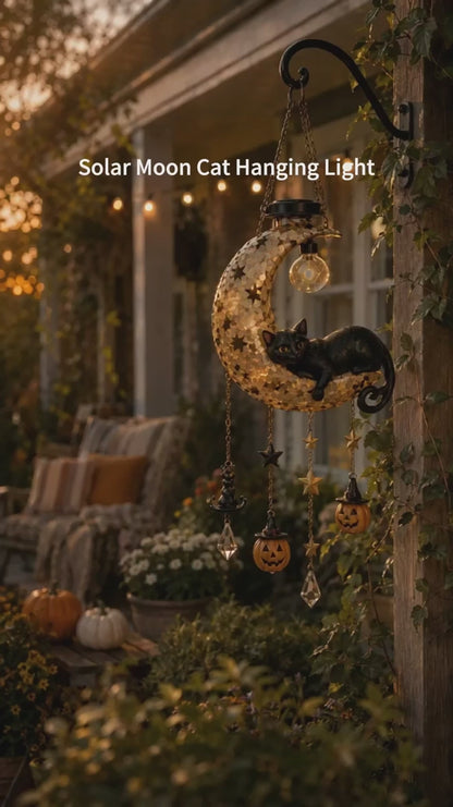🔥Halloween Early Bird Sale🎃Summerween HangingMoon Cat Solar Light