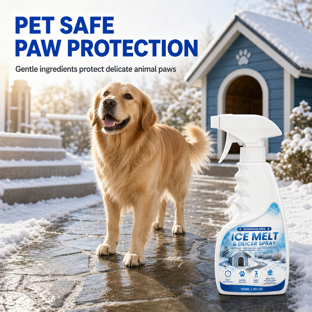 Outdoor De-Icing & Snow Melting Spray ¨C pet-safe, dissolves frost on contact. Clear steps, walkways & patios fast
