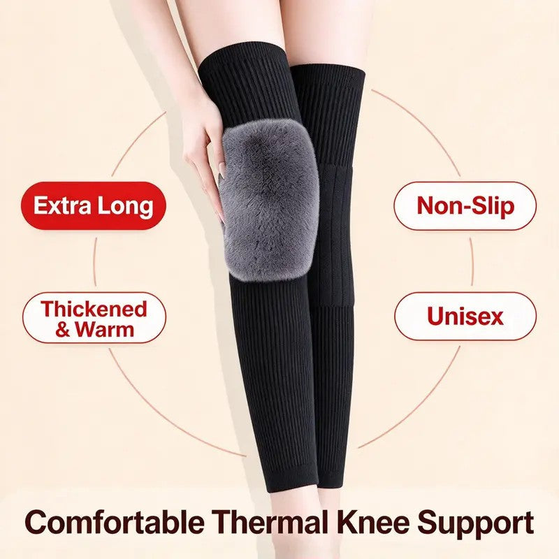 Long Knee Pads for Men and Women, One Size with Thick Wool Lining ??