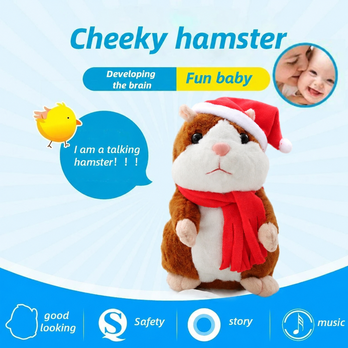 🐹 Talking Hamster Plush – repeats whatever you say, auto head-shaking, hilarious fun for kids & adults.🎁