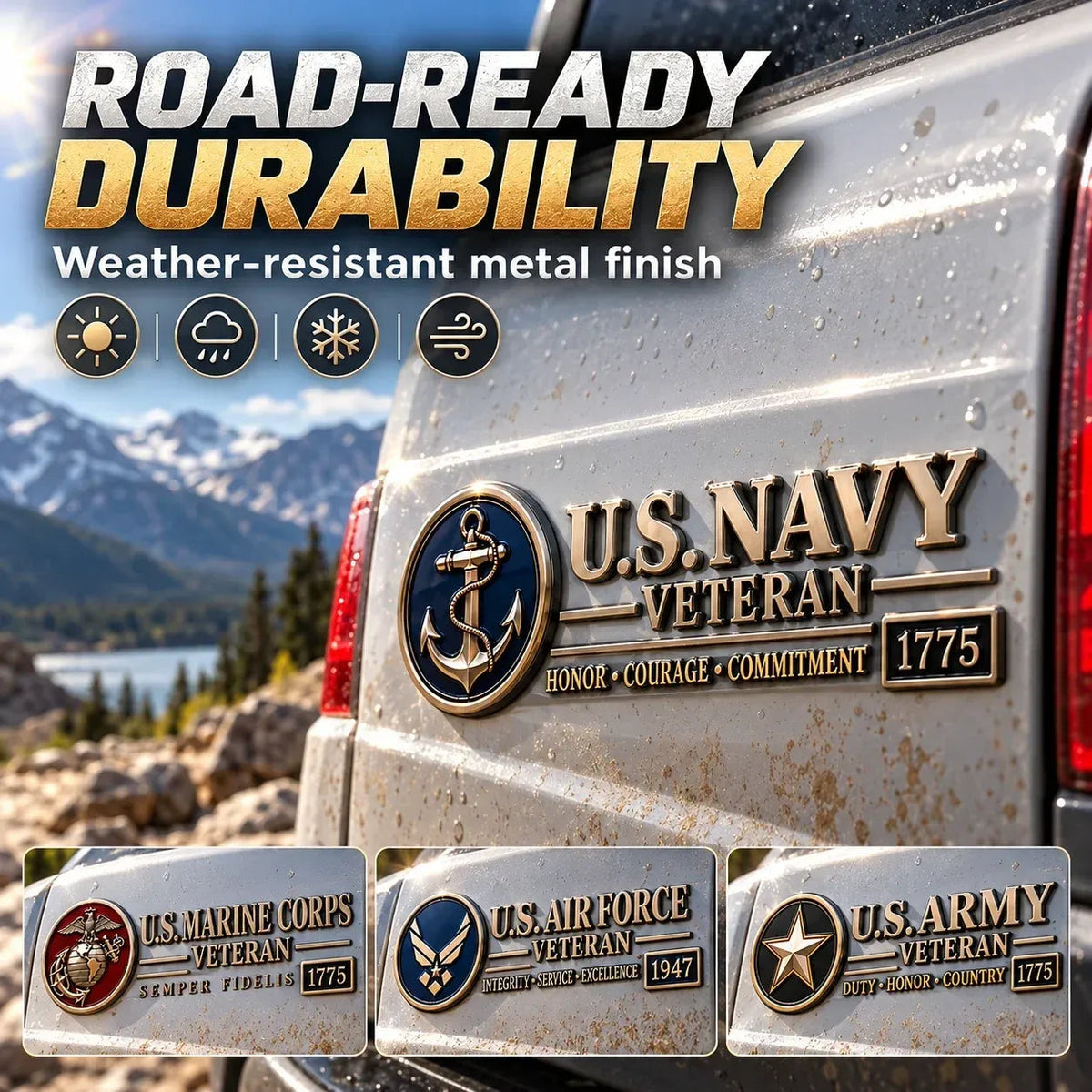 ??????? Veteran Honor 3D Metal Car Emblem ¨C A Tribute to Service & Pride
