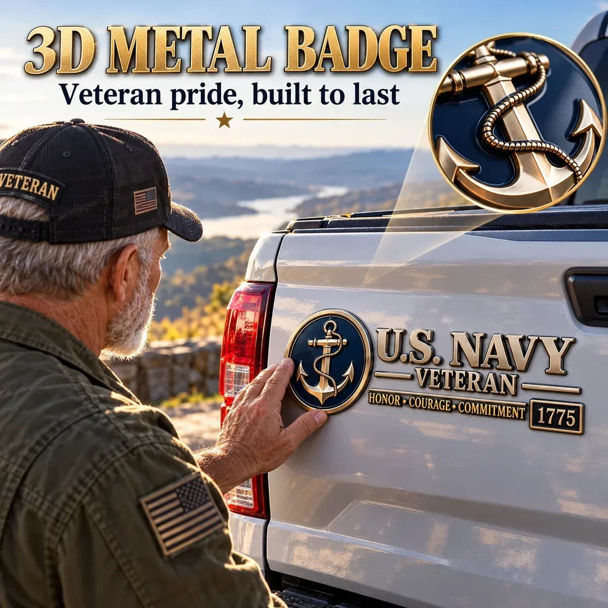 ??????? Veteran Honor 3D Metal Car Emblem ¨C A Tribute to Service & Pride