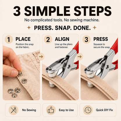 ?? 100Pcs Invisible Colored Metal Buckle & Manual Pressure Pliers | Quick Clothing Repair & DIY