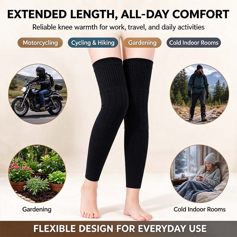Long Knee Pads for Men and Women, One Size with Thick Wool Lining ??