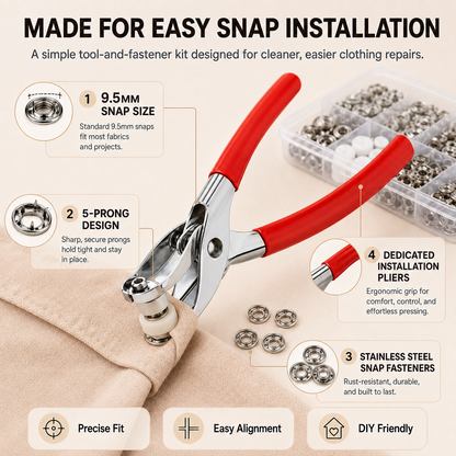 ?? 100Pcs Invisible Colored Metal Buckle & Manual Pressure Pliers | Quick Clothing Repair & DIY