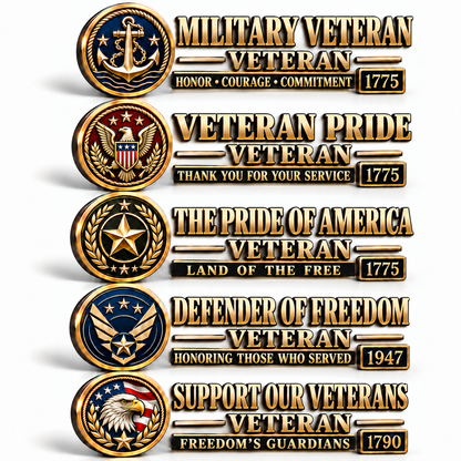 ??????? Veteran Honor 3D Metal Car Emblem ¨C A Tribute to Service & Pride