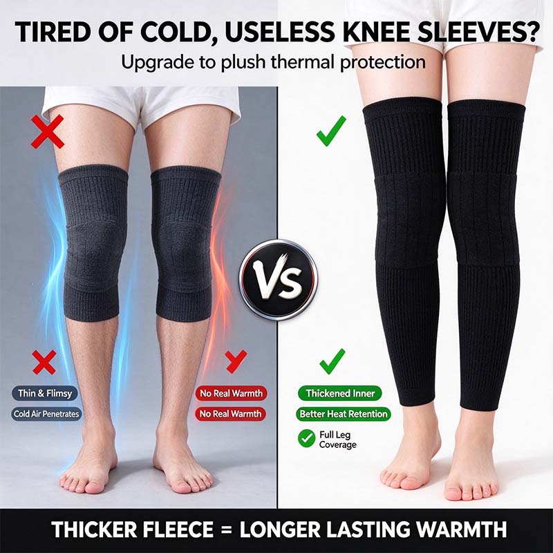 Long Knee Pads for Men and Women, One Size with Thick Wool Lining ??
