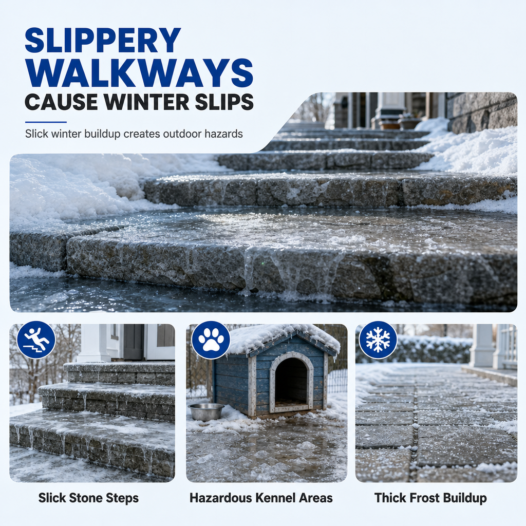 Outdoor De-Icing & Snow Melting Spray ¨C pet-safe, dissolves frost on contact. Clear steps, walkways & patios fast