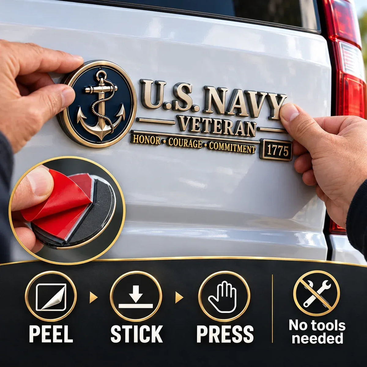 ??????? Veteran Honor 3D Metal Car Emblem ¨C A Tribute to Service & Pride