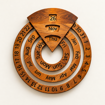 Vintage Wooden Perpetual Calendar ¨C Timeless Desk Decor