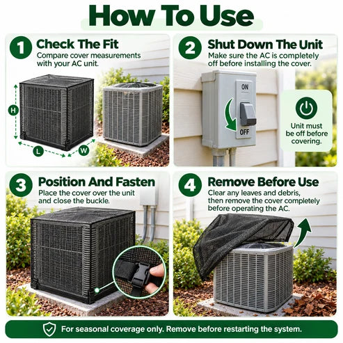 ❄️ Heavy-Duty Mesh AC Cover – All-Season Outdoor Protection
