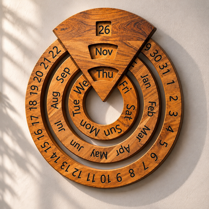 Vintage Wooden Perpetual Calendar ¨C Timeless Desk Decor