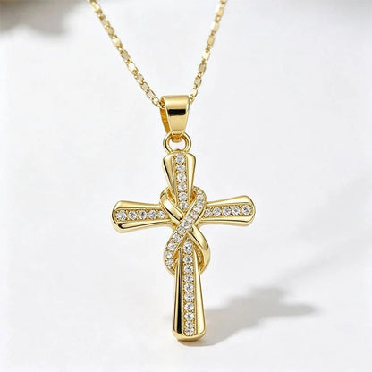 ?? LIMITED TIME 49% OFF! Women's Sparkling Twisted Knot Cross Pendant Necklace ¨C Elegant Faith-Inspired Design with Brilliant Shine ?