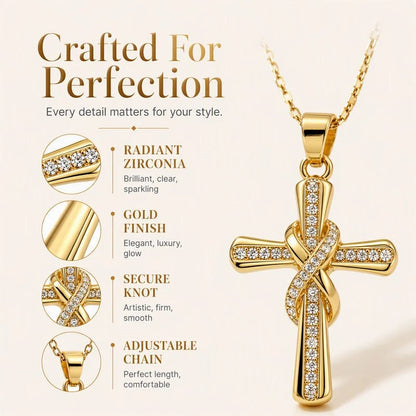 ?? LIMITED TIME 49% OFF! Women's Sparkling Twisted Knot Cross Pendant Necklace ¨C Elegant Faith-Inspired Design with Brilliant Shine ?