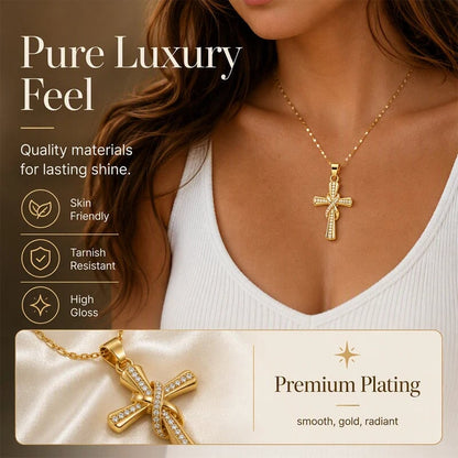 ?? LIMITED TIME 49% OFF! Women's Sparkling Twisted Knot Cross Pendant Necklace ¨C Elegant Faith-Inspired Design with Brilliant Shine ?
