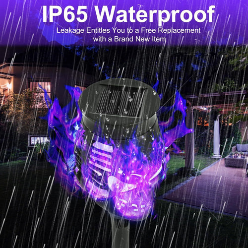💀🔥Halloween Early Bird Special Sale 49% OFF-Halloween Skulls Solar Pathway Lights Purple Torch Flame Lights for Garden