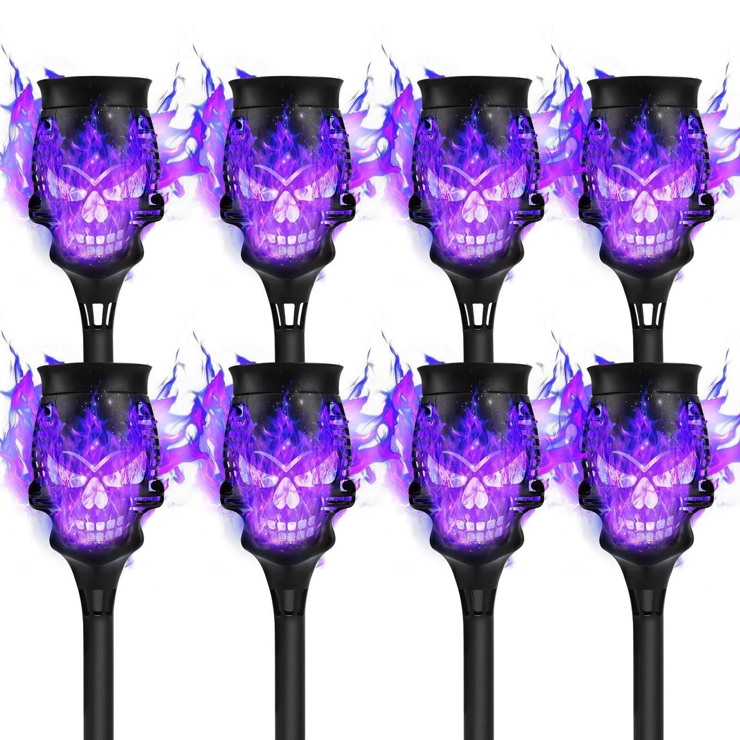 💀🔥Halloween Early Bird Special Sale 49% OFF-Halloween Skulls Solar Pathway Lights Purple Torch Flame Lights for Garden