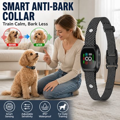 🐕2026 HOT SALE🥳 Anti Bark Collar – Smart anti‑false triggering filters out other barks. IP67 waterproof & USB rechargeable – worry‑free training anywhere! 💦✅