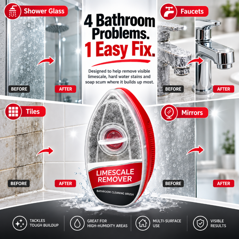 🧽 2-in-1 Bathroom Cleaning Brush | Refillable Scrubber with Built-In Cleaner Dispenser