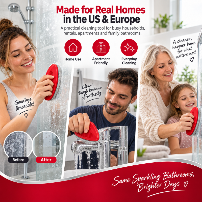 🧽 2-in-1 Bathroom Cleaning Brush | Refillable Scrubber with Built-In Cleaner Dispenser