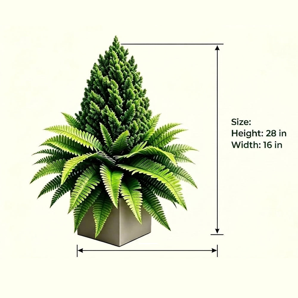 💥Last Day 70% OFF🌱 Lush Artificial UV Resistant Pine & Boston Fern Potted Plant