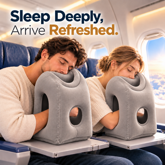💤 Multi-Angle Inflatable Sleep Pillow for Airplanes, Trains & Office Desks